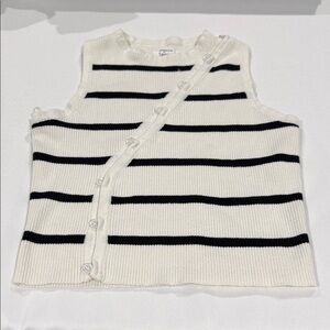 Peppermayo Cream and Black Button-Up Top.